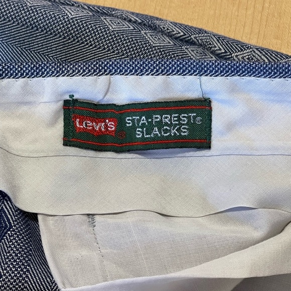 Levi’s Sta Prest 70s Blue and White Patterned Pants- size 10/12 women’s - Picture 5 of 7